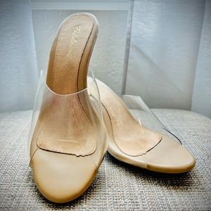 Clear Heel Mule Sandals